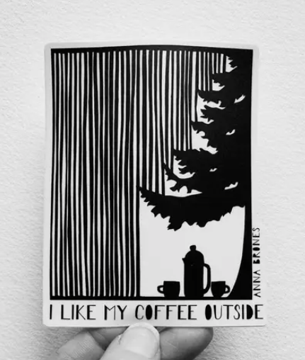 Coffee Outside Sticker