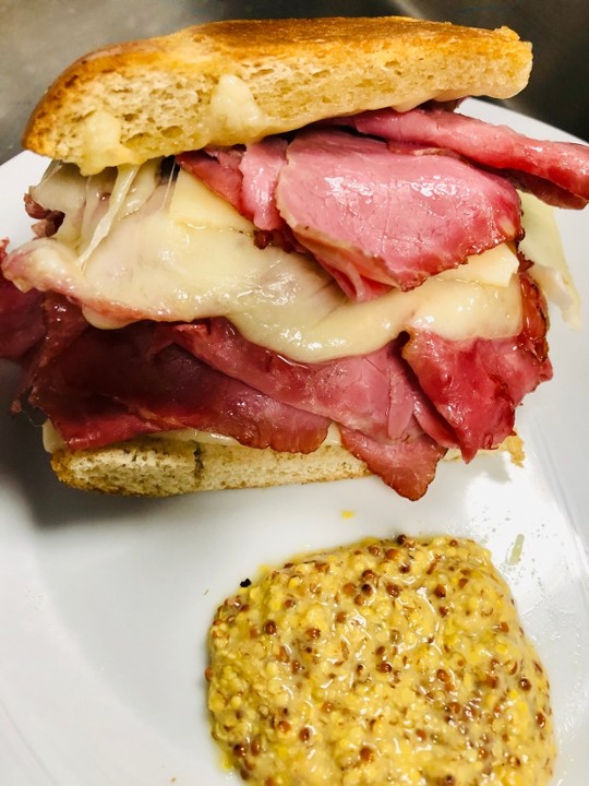 Corned Beef & Swiss on Rye with Mustard