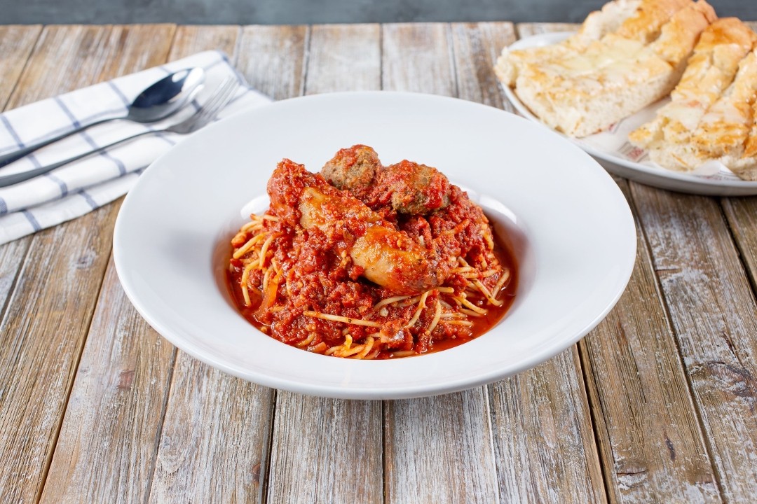 Spaghetti with Meatballs and Italian Sausage