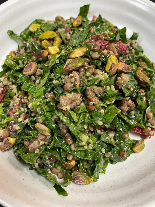 Grain Salad w/Anson Mills quinoa & barley, pomegranate, tuscan black kale, pistachios, dill lemon vinaigrette