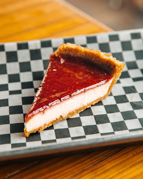 Slice Raspberry Hibiscius Cheesecake Pie