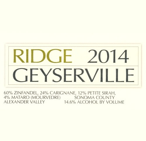 Ridge Vineyards Geyserville Zinfandel 2014