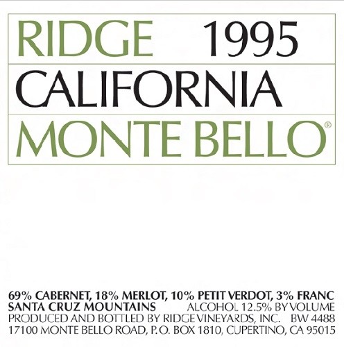 Ridge Vineyards Monte Bello Cabernet '95