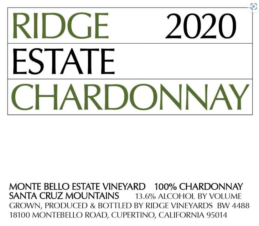 Ridge Estate Chardonnay 2020