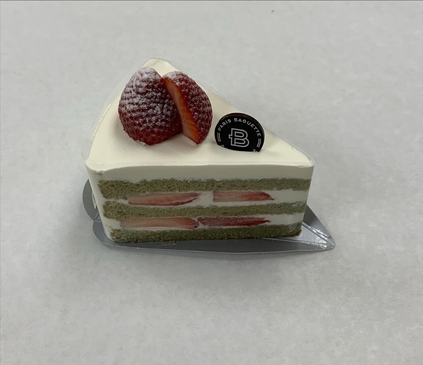 Green Tea Strawberry Cake Slice