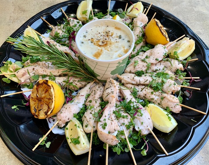 Rosemary Chicken Skewers & Lemon Caper Platter