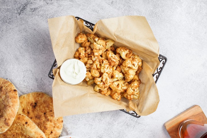 Quick-Fried Cauliflower Florets with Pesto Labane