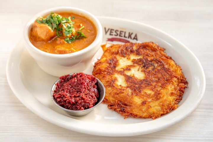 Poato Pancake with Paprikash and Soup