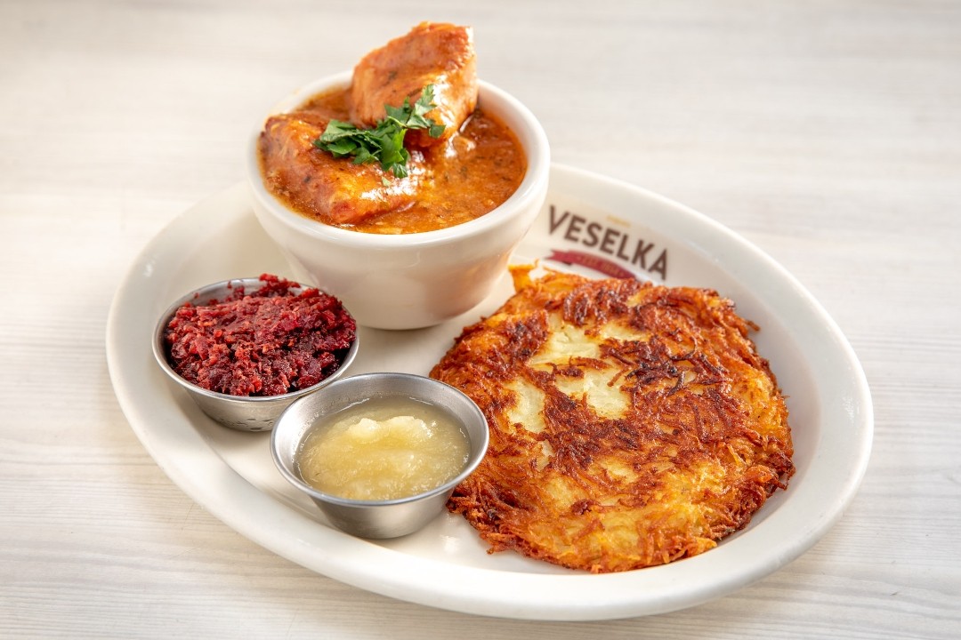 Poato Pancake with Goulash and Soup