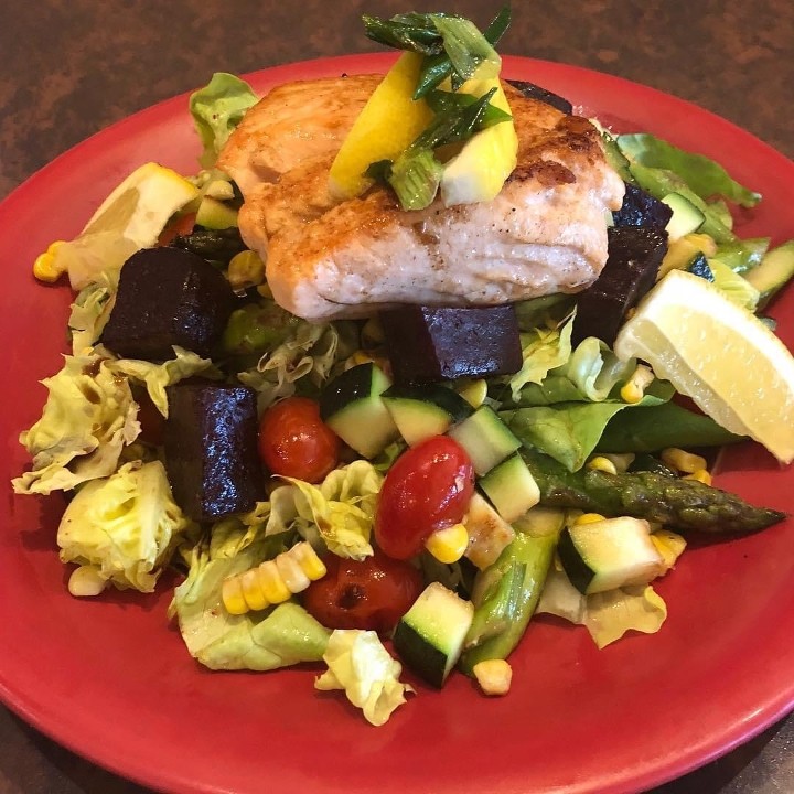 Ivy-Roasted Salmon Vegetable Salad