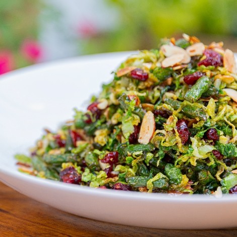 Crispy Shaved Brussels Sprout and Green Bean Salad
