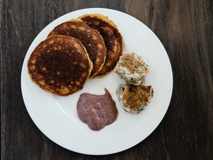 Coconut Pancakes w/Chicken Sausage