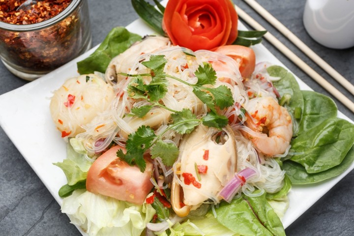 Seafood Glass Noodle Salad (Yum Woon Sen)