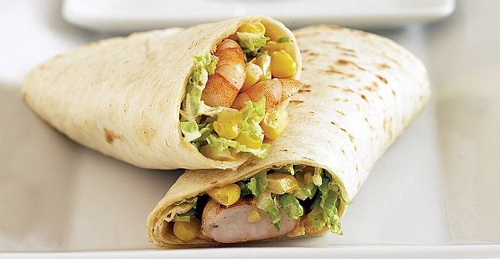 Fajita Wrap Shrimp.                                                                                  (Lettuce,tomato salsa, Cheese, House sauce)