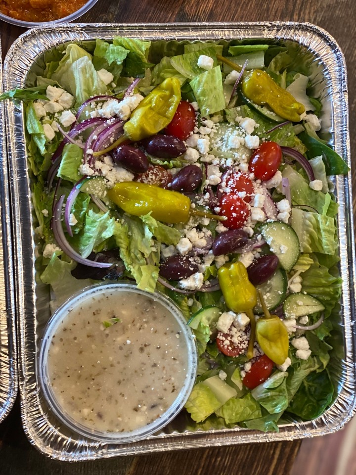 1/2 shallow Greek Salad tray serving 3-5