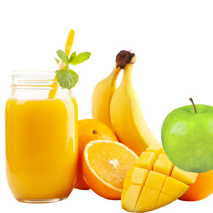 #9 Mango, Banana, Green apple and Orange juice.