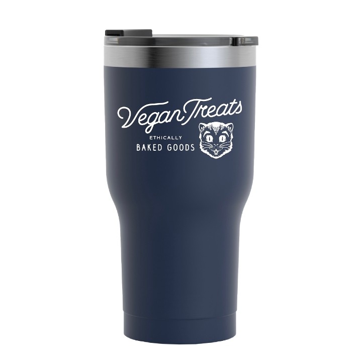 Navy Vegan Treats Scaredy Cat Hot/Cold RTIC tumbler