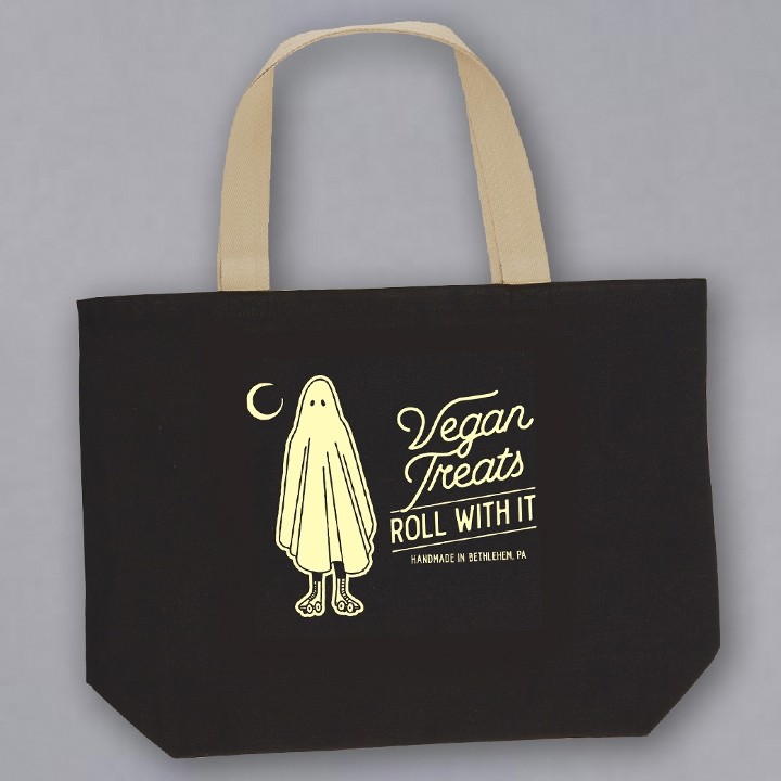 Vegan Treats Roller Ghost Canvas Tote