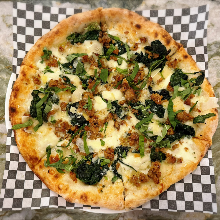 SPINACH & SAUSAGE PIZZA