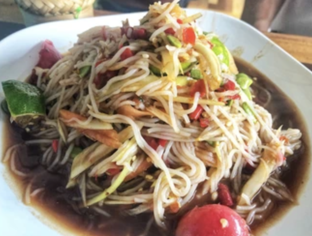 Papaya Salad with Rice Noodles