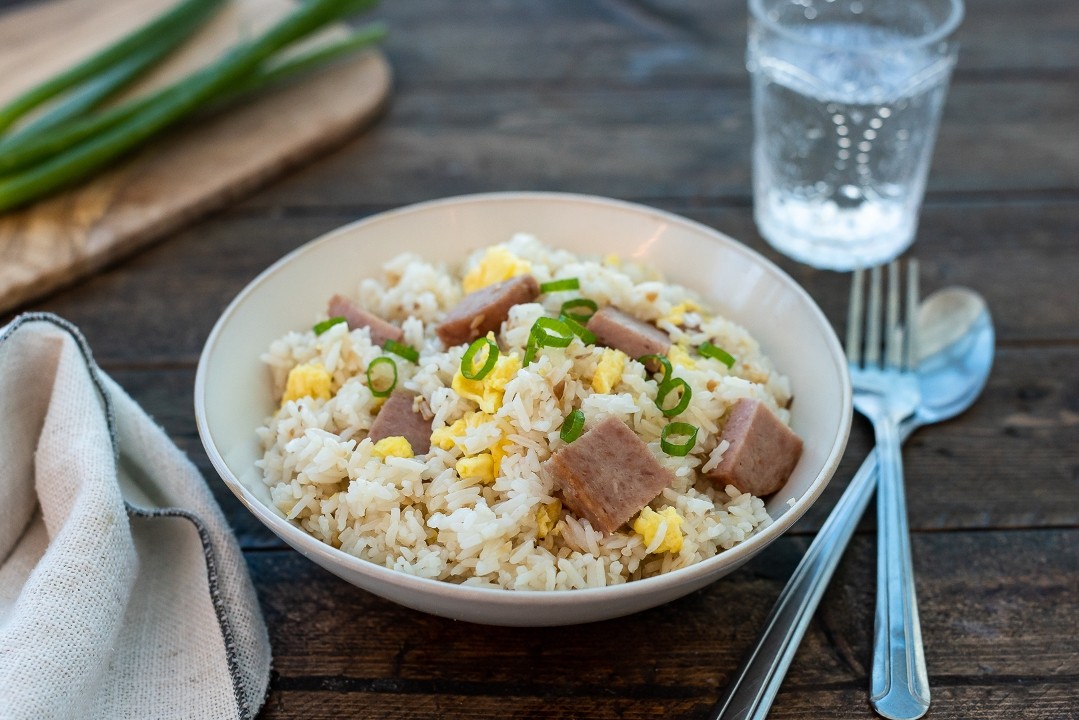 Garlic Fried Rice with Spam & Egg