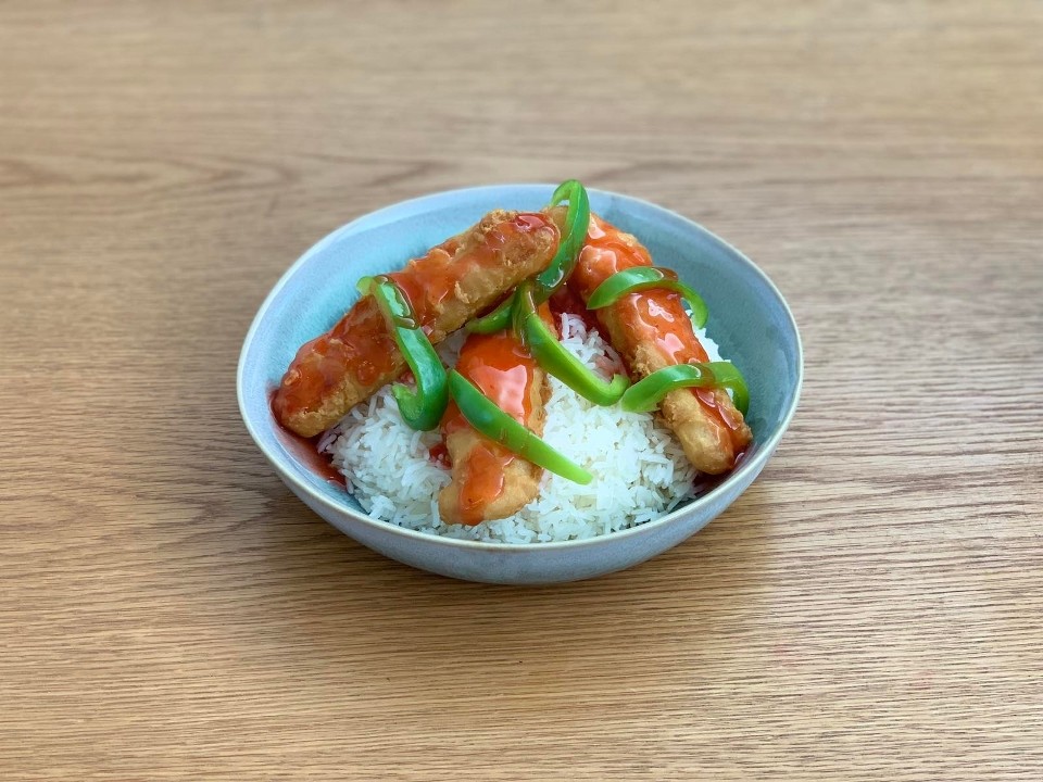 Sweet & Sour Fish Over Rice Bowl