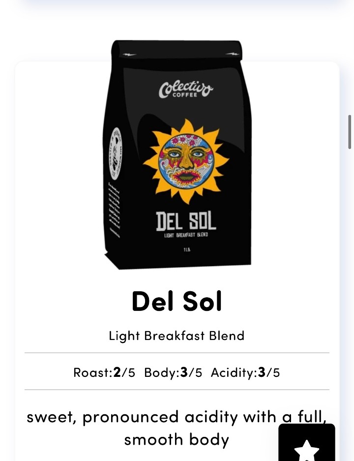 1lb. Del Sol Whole Bean Coffee