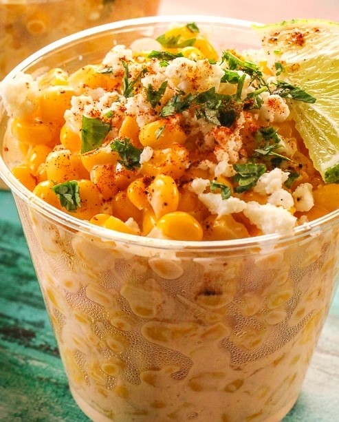 Vegan Elote- Mexican Street Corn "organic corn with vegan mayo  vegan cheese & elote spice "
