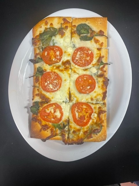 Frank's Flatbread (olive oil, tomatoes, spinach, feta)