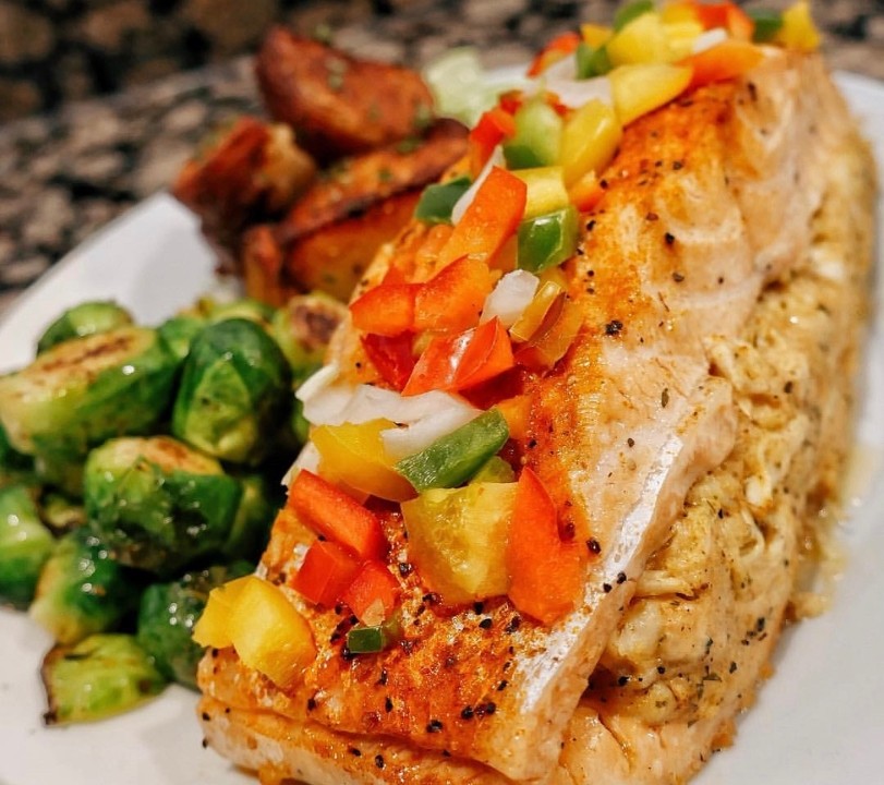 Stuffed Salmon with 2 SIDES