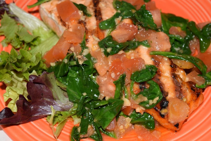 Salmon w/Sauteed Baby Spinach & Tomato