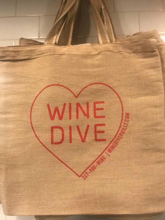 Wine Dive Burlap Bag
