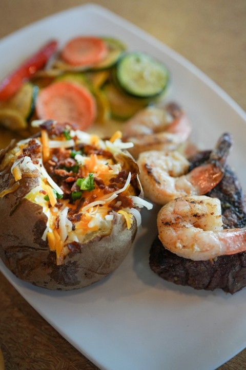 Steak and Prawns