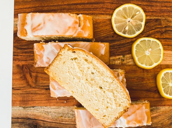 Lemon Glazed Pound Cake Slice