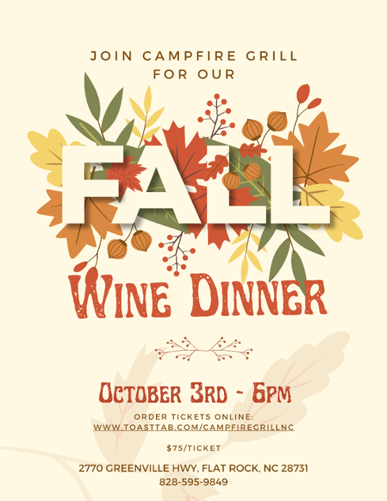 October 3rd Wine Dinner