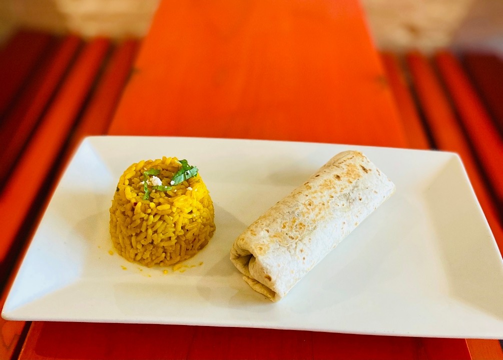 Kids Bean and cheese Burrito w/ rice