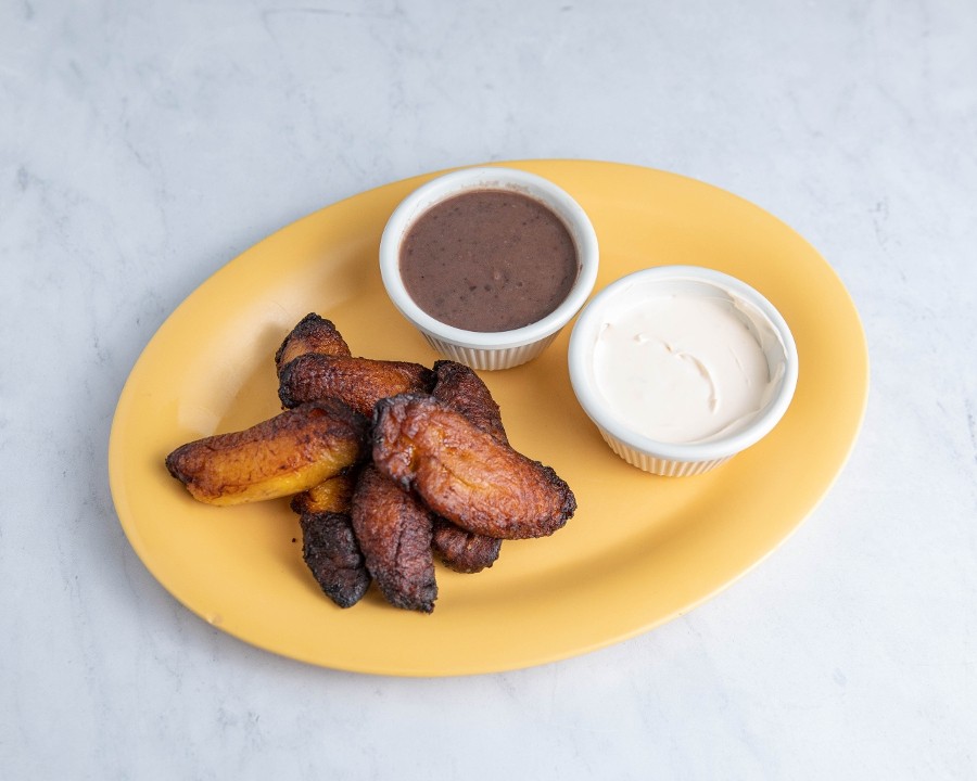 Fried Plantains with Refried Beans and Salvadoran Crema