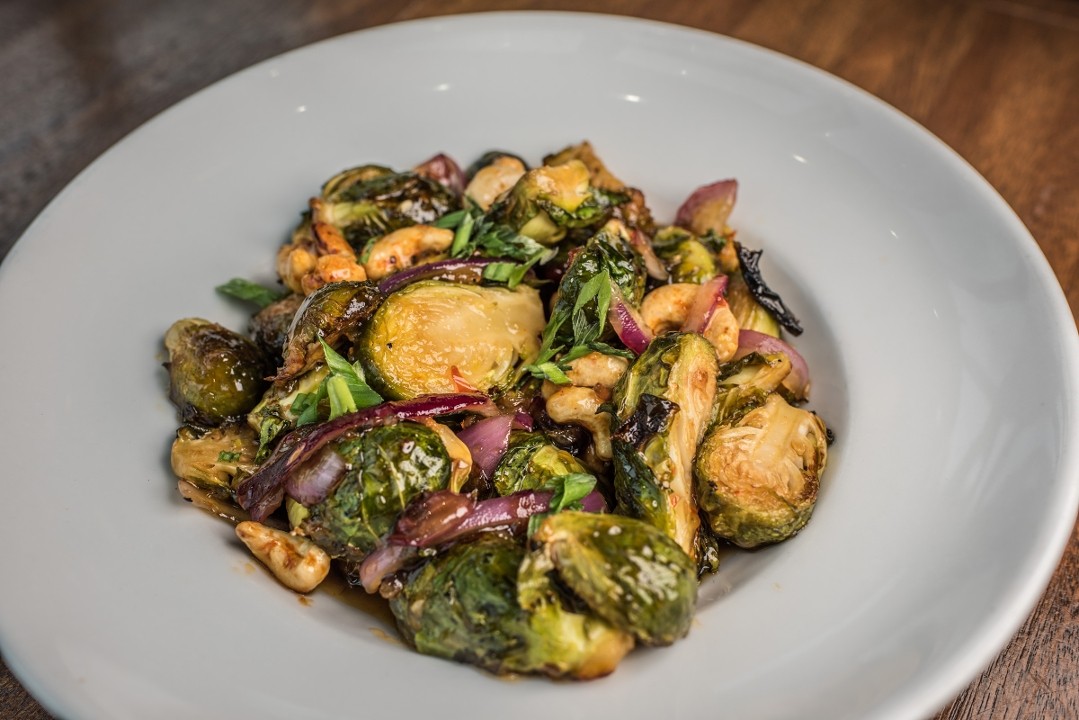 Mango Chili Glazed Brussels Sprouts