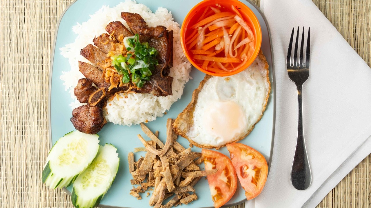 C2 Rice, Pork Chop, Shredded Pork & Egg - Com Suon Bì Trung