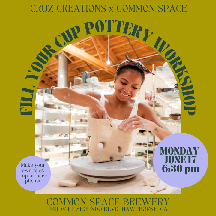 Pottery with Cruz Creations - Monday, June 17th 6:30 pm