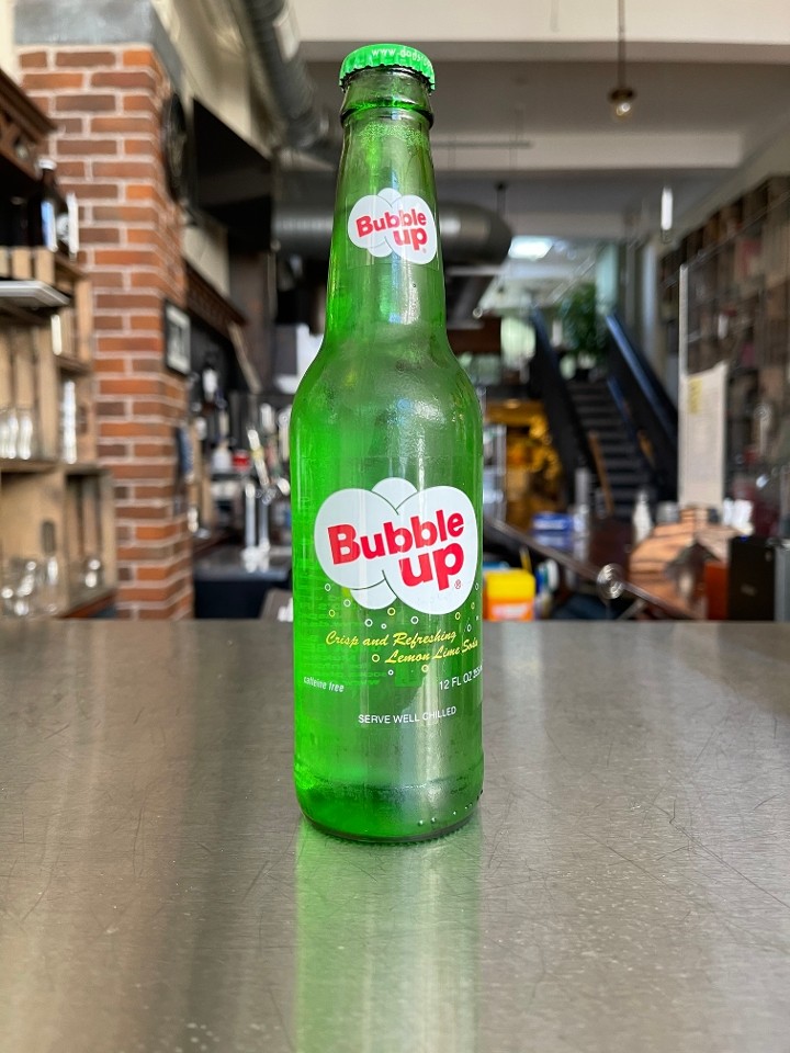 Bubble-Up lemon lime soda bottle