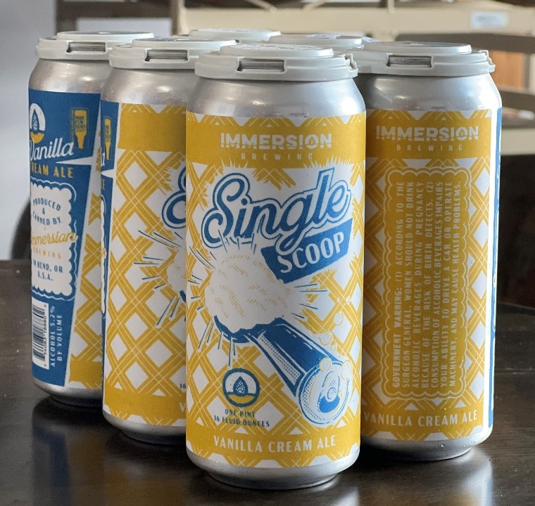 6pk, 16oz Cans - Single Scoop: Cream Ale w/Vanilla