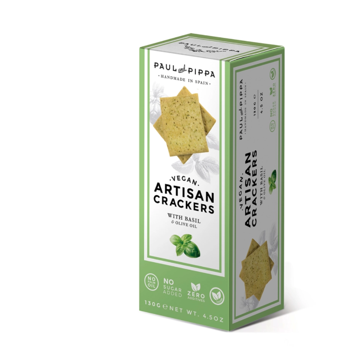 Paul and Pippa Vegan Crackers - Basil & Olive oil