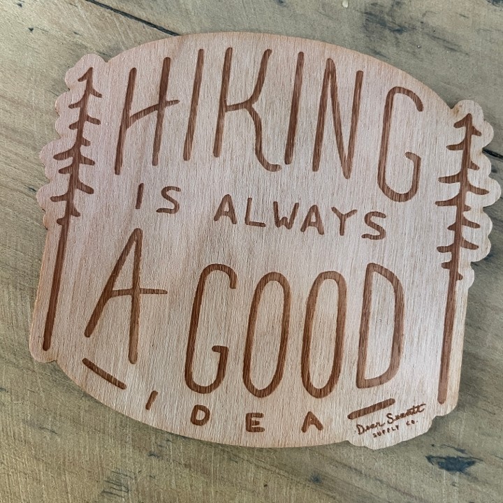 Wooden 'Hiking' Sticker