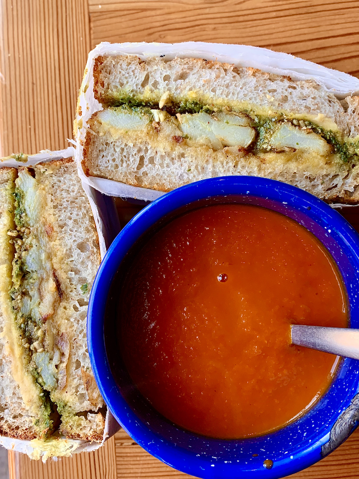 Grilled Hummus Sandwich + Soup