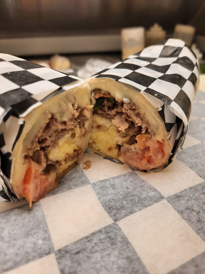 Philly Steak and Egg Breakfast Wrap