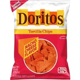 Doritos Tortilla Chips, Nacho Cheese Flavored,  3 Oz
