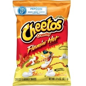 Cheetos Crunchy Cheese Flavored Snacks, Flamin' Hot Flavored, 3.25 Oz