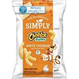 Cheetos Simply Puffs Cheese Flavored Snacks, White Cheddar, 3 Oz