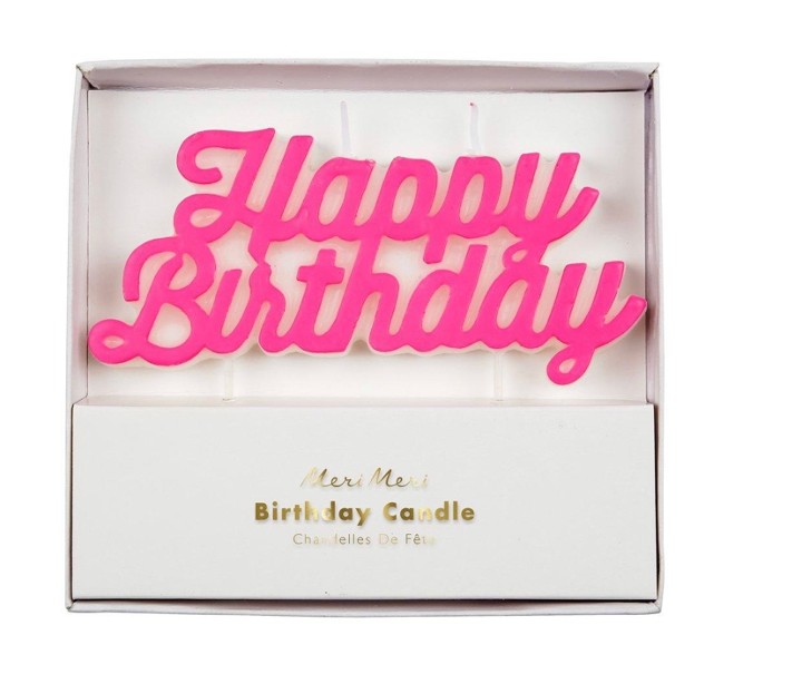 Meri Meri Happy Birthday Candle, Pink